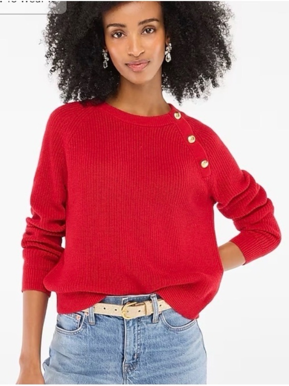 J Crew Button Raglan Crewneck Sweater